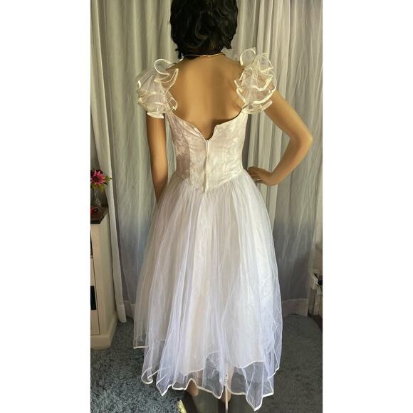 Vintage 1980s 1990s Tea Length Wedding Prom Dress - Picture 9 of 16